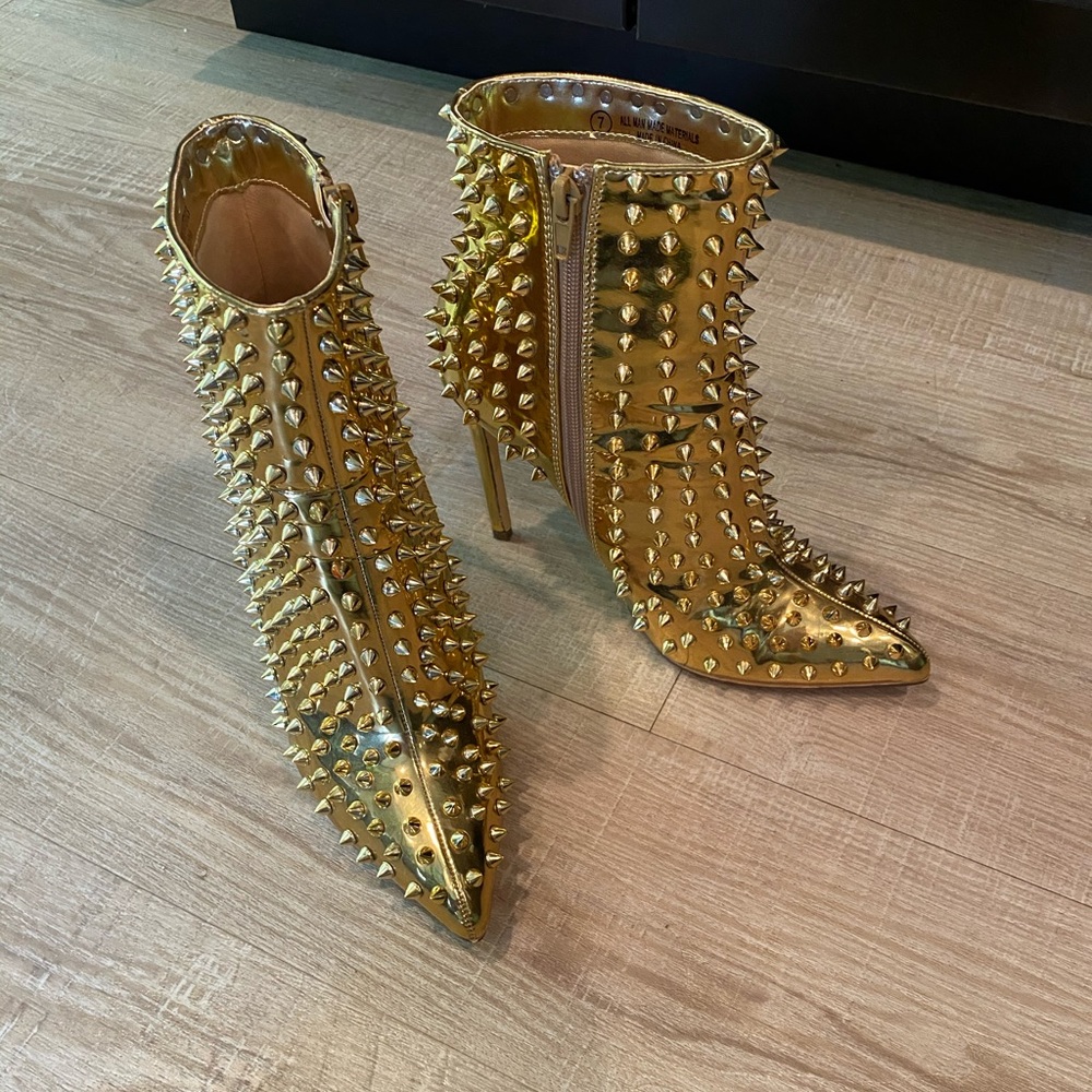 Metallic gold studded boots. Worn one time.